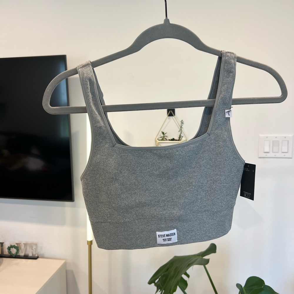 NWT Womens STEVE MADDEN Gray Ribbed Bra